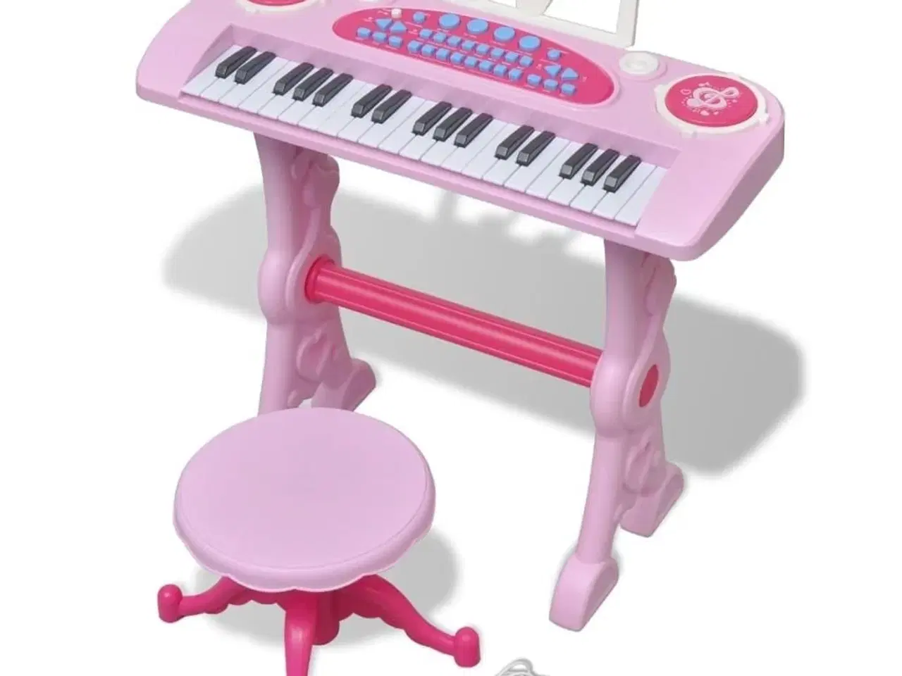 Billede 1 - Legetøjskeyboard med skammel/mikrofon pink