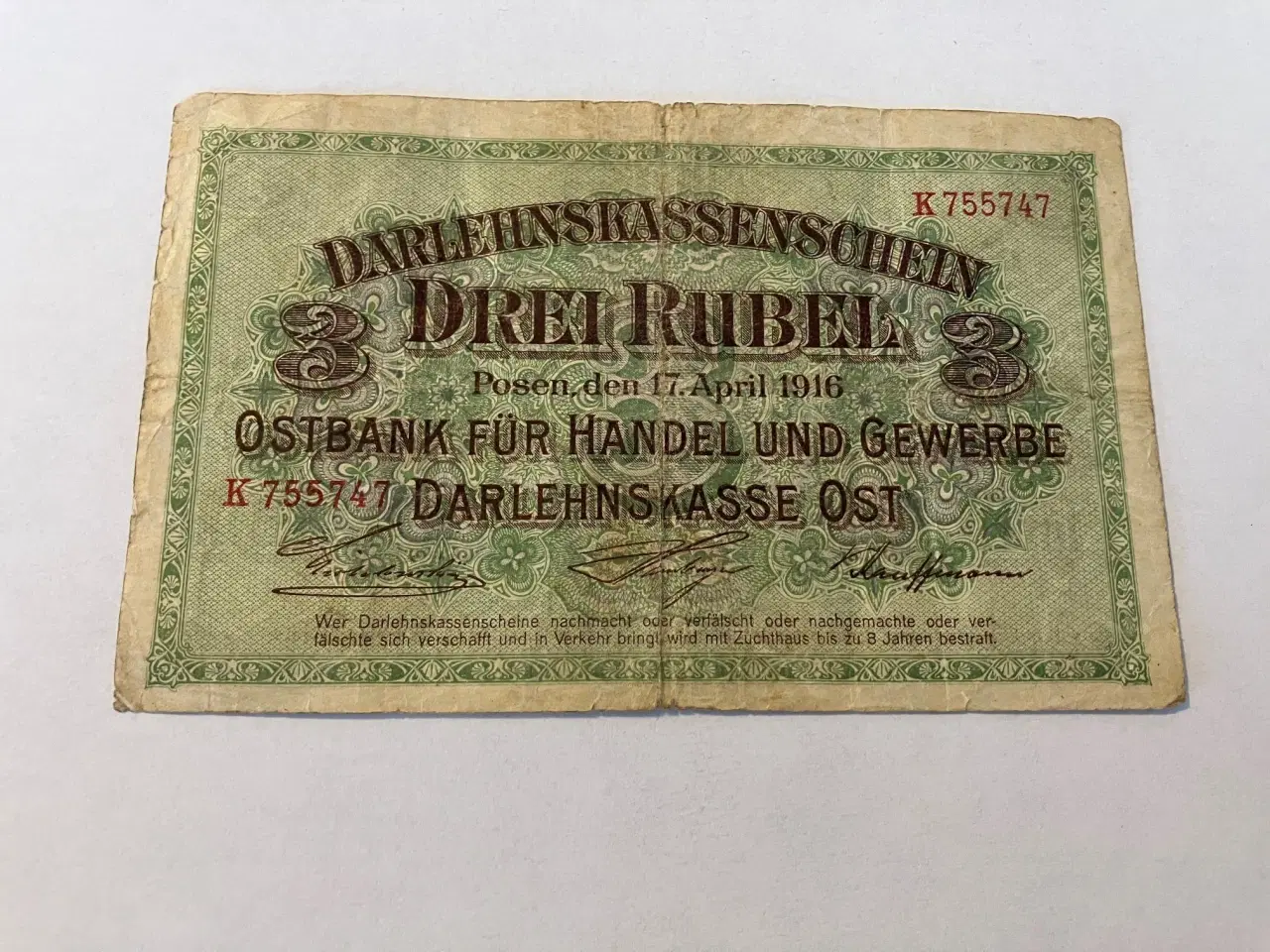 Billede 1 - Drei Rubel Ost 1916