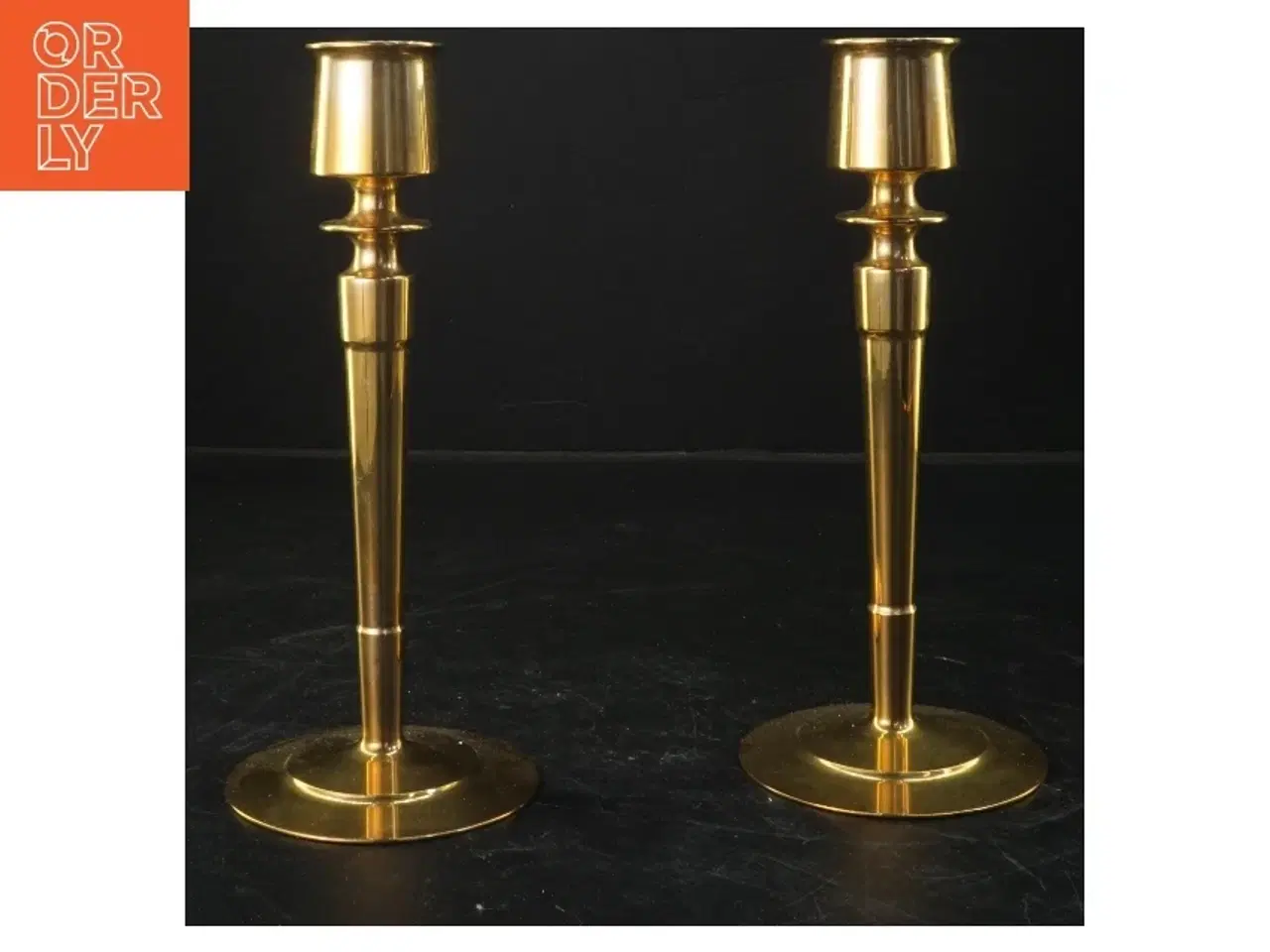 Billede 1 - Guldfarvede lysestager (str. 21 cm)