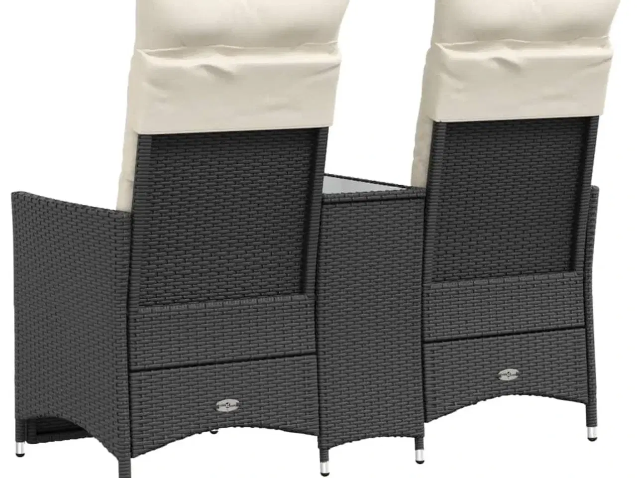 Billede 6 - 2-personers havesofa med bord og lænefunktion polyrattan sort