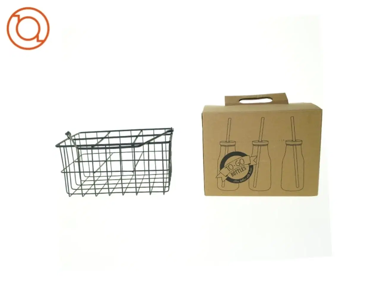 Billede 1 - To go bottles med kurv fra LagerHaus (helt ny! str. 22 x 13 x 17 cm)