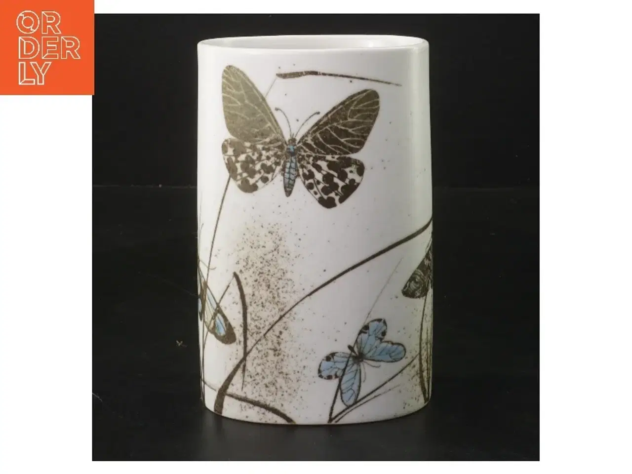 Billede 1 - Royal Copenhagen vase med sommerfugle fra Royal Copenhagen (str. 15,5x10x7,5 cm)