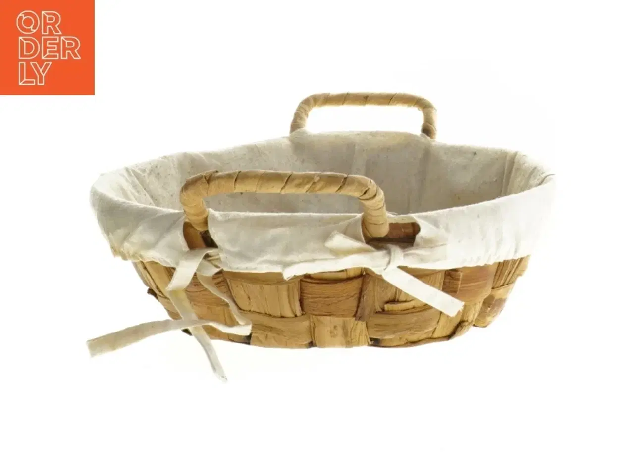 Billede 2 - Flettet kurv med stofindlæg (str. Ø 23 cm)