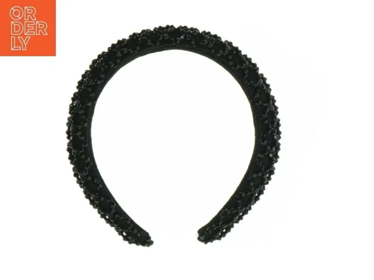 Billede 1 - Hårbøjle med sorte perler (str. Ø 15 cm)