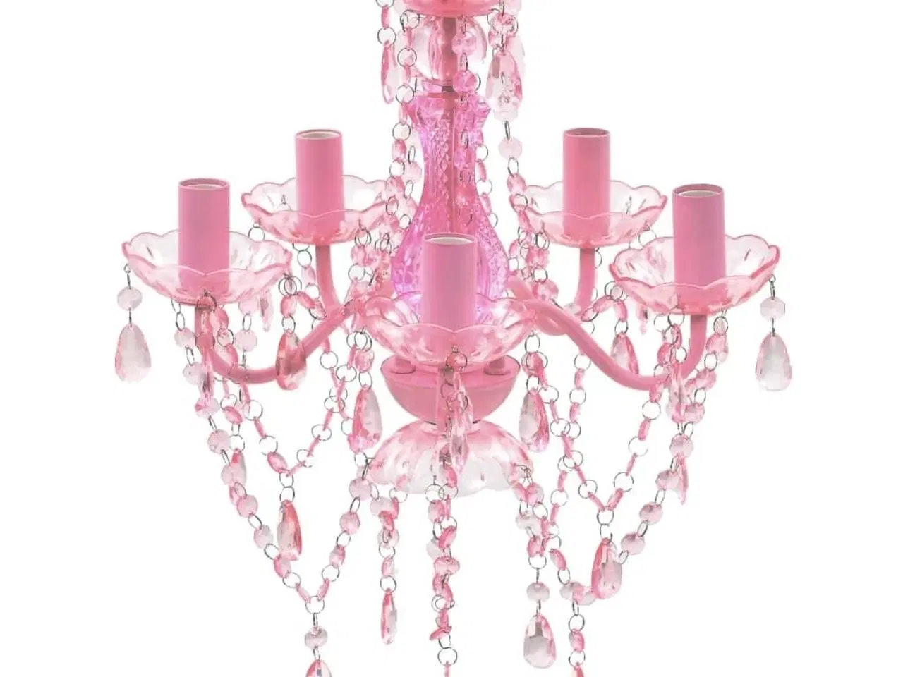 Billede 1 - Krystallysekrone 5 pærer lyserød