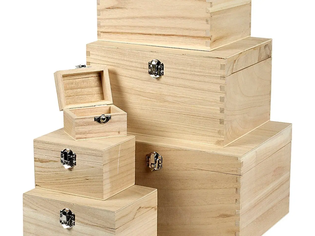 Billede 1 - Elegant trææske-sæt med metallås - 6 størrelser