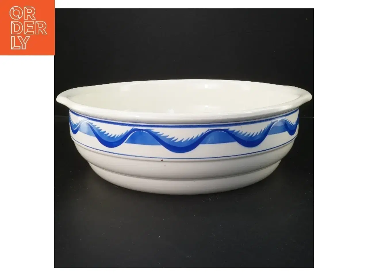 Billede 1 - Gammelt Stort fladt servanteskål med blåt mønster (str. 35x12 cm)