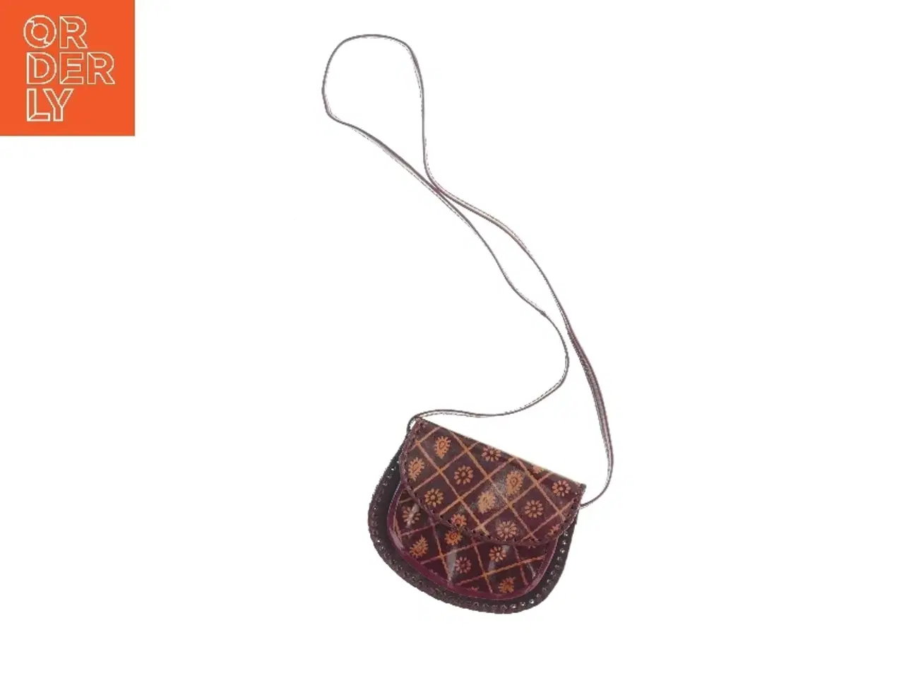 Billede 1 - Lille skuldertaske i skind med mønster (str. 16 x 12 cm)