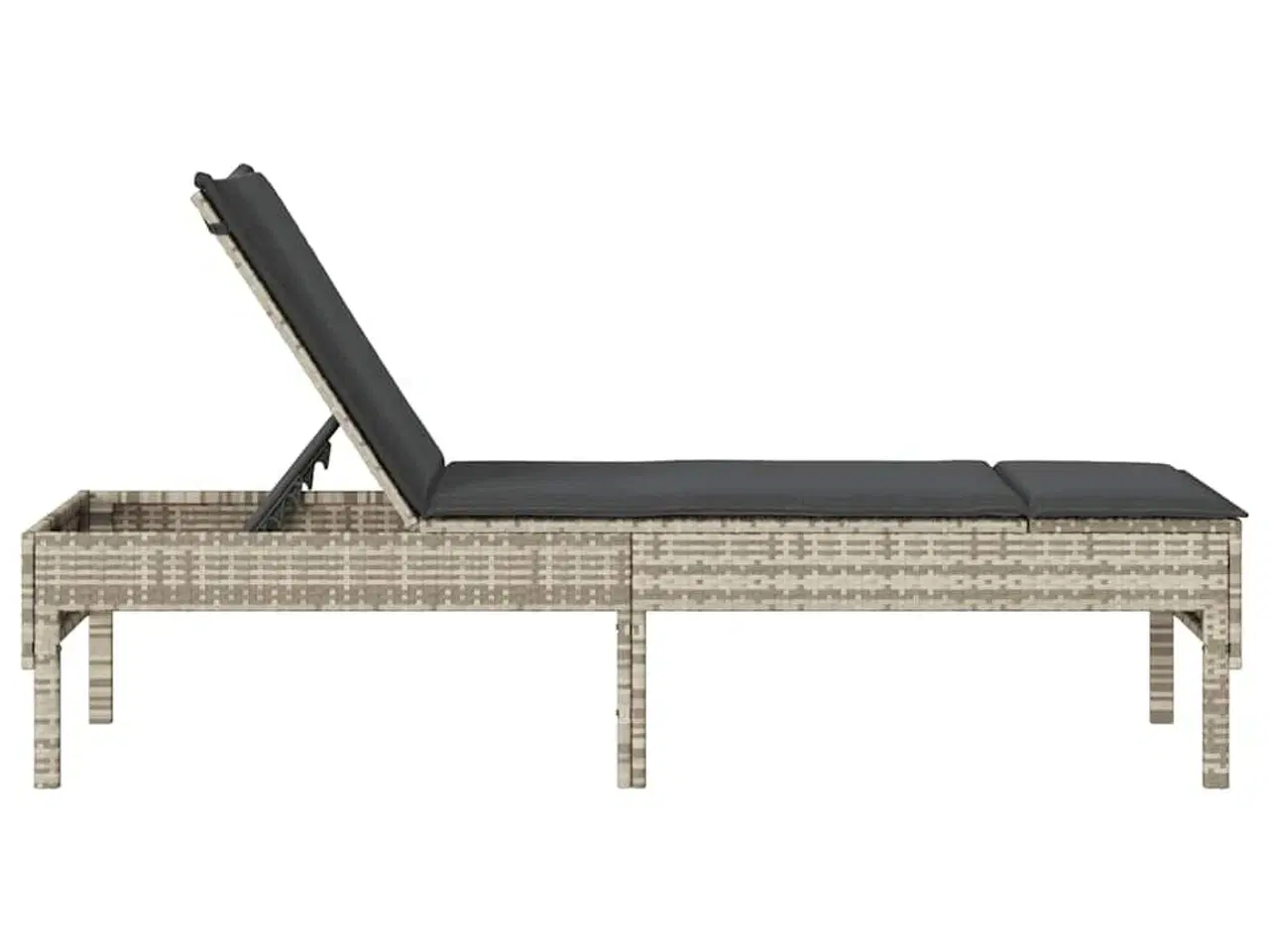 Billede 6 - Liggestol med hynde 55x200x44 cm polyrattan lysegrå