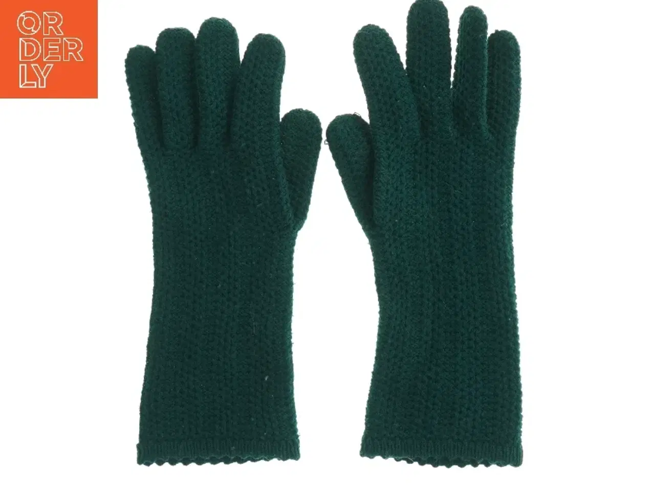 Billede 1 - Grønne strikkede handsker (str. Totallængde. 27 cm)