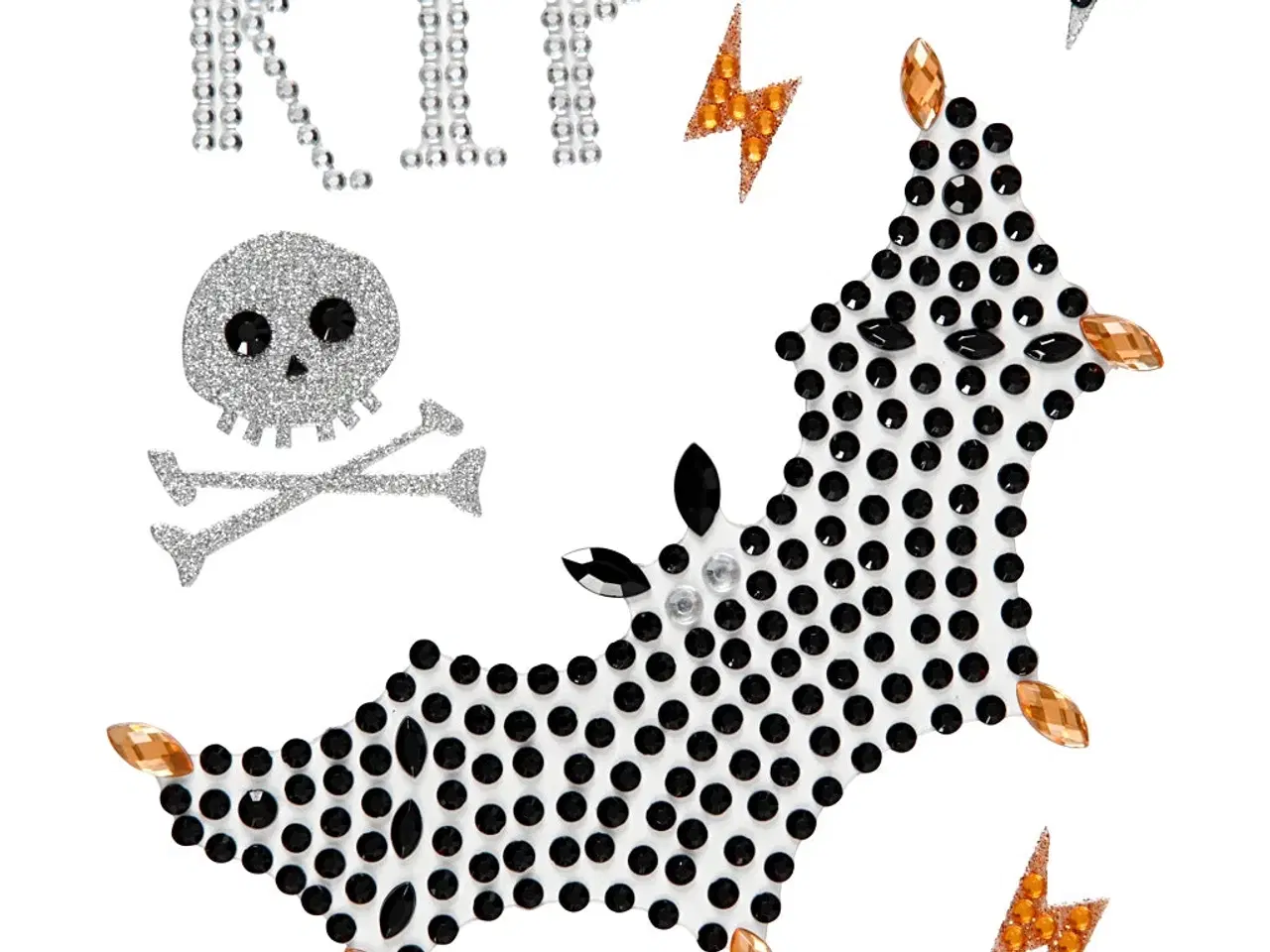 Billede 1 - Rhinstensstickers, RIP og flagermus, ark 14x17 cm, 1 ark