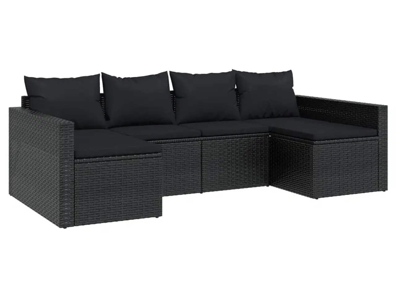 Billede 3 - Loungesæt til haven 2 dele med hynder polyrattan sort