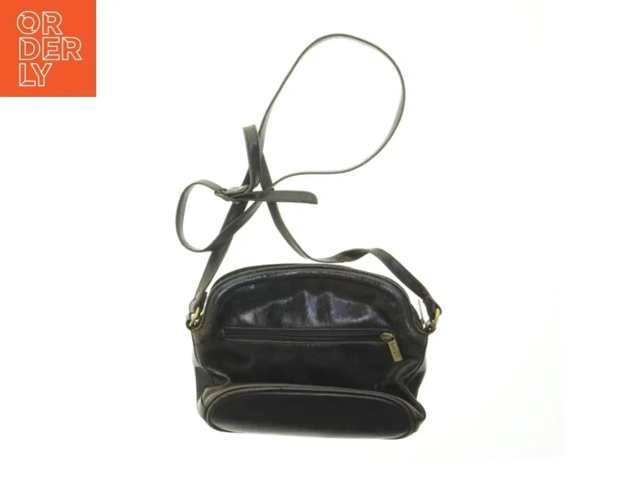 Billede 2 - Sort læder skuldertaske fra Bon Goût (str. 27x19 cm)