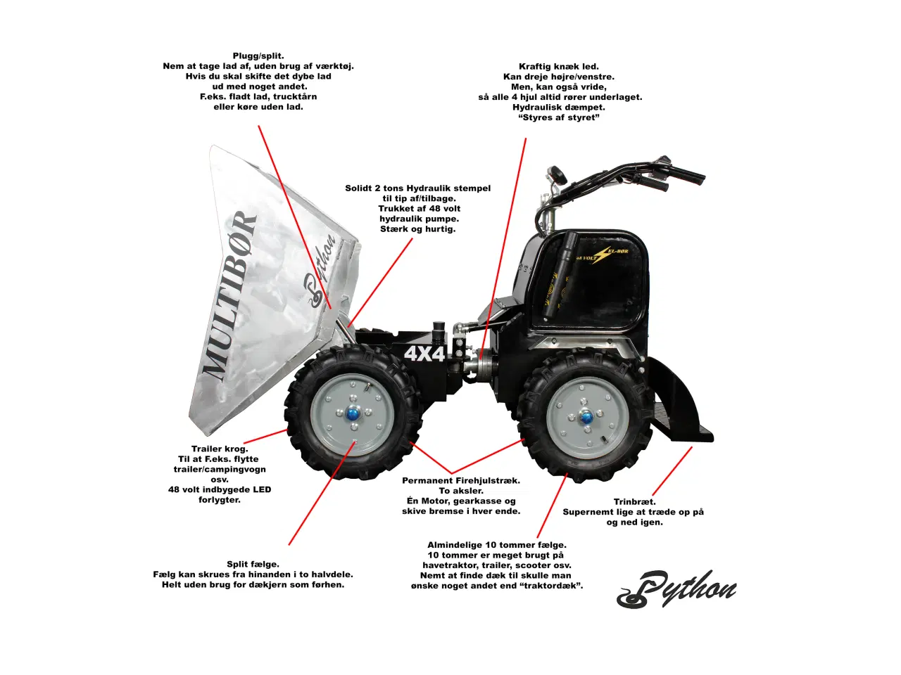 Billede 9 - Elektrisk, firehjulstrukket, knækstyret motorbør.