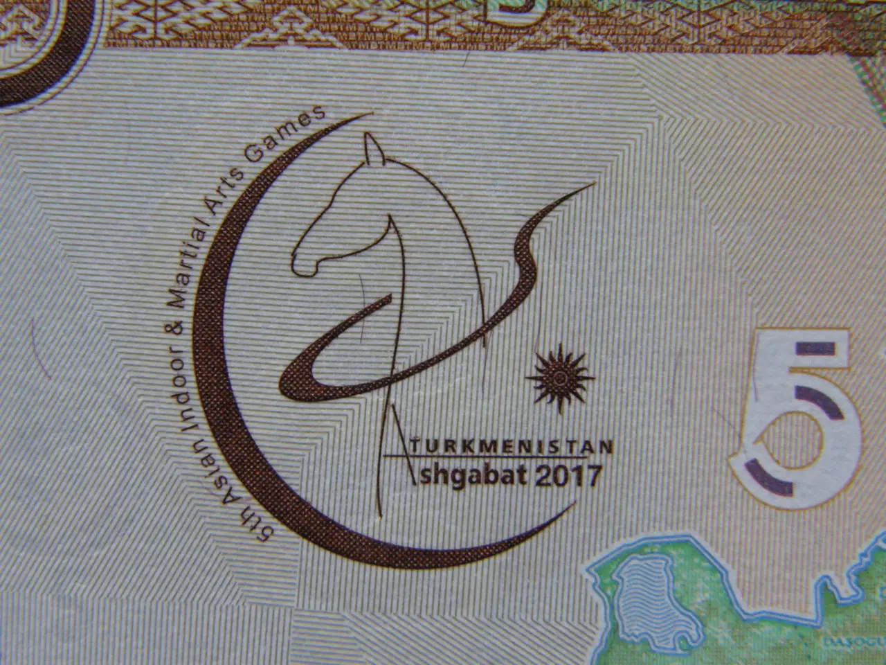 Billede 2 - Turkmenistan  5 Manat  2017 P37  Unc.