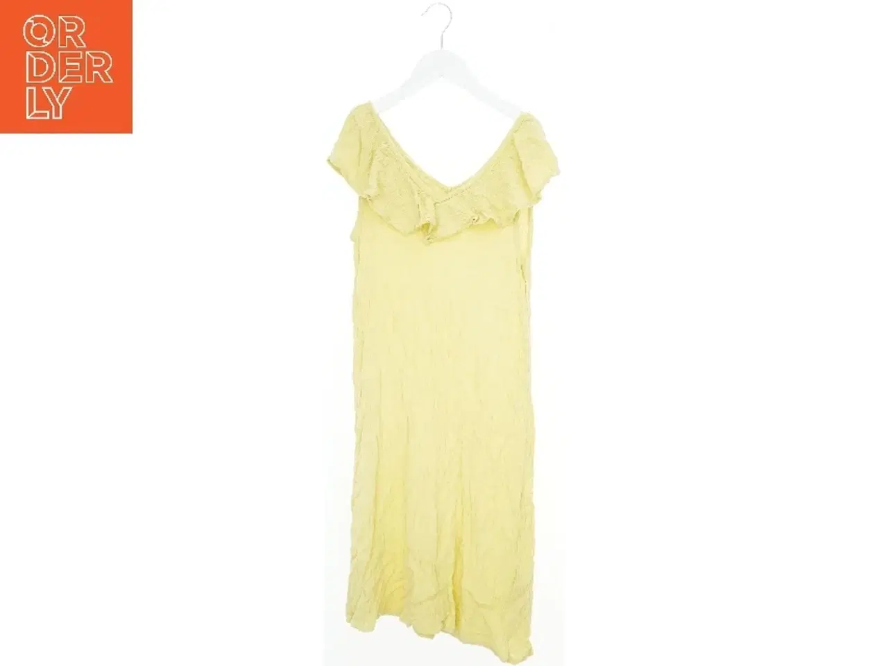Billede 1 - Lang gul kjole med flæser fra Ichi (str. XS)
