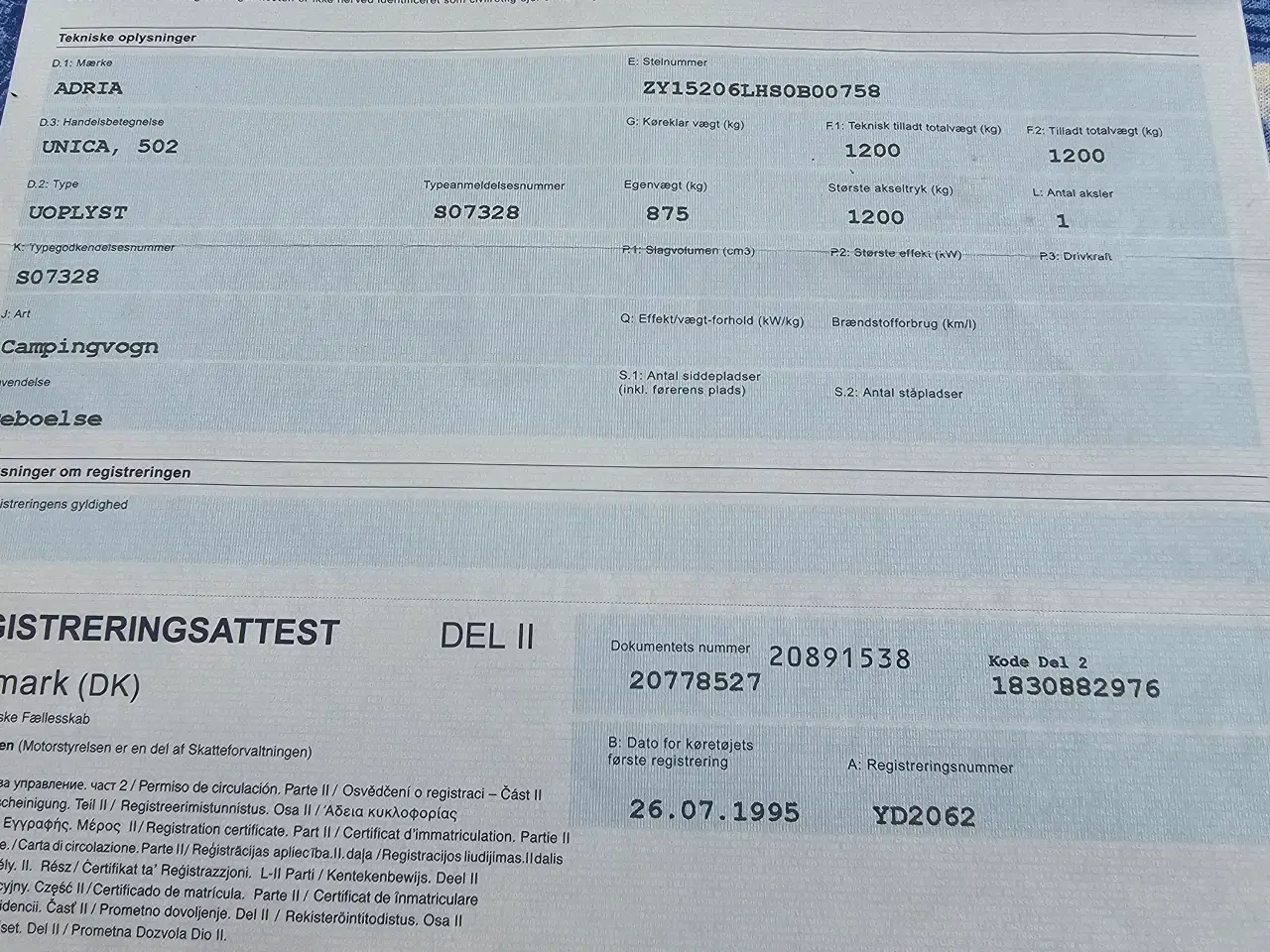 Billede 1 - Campingvogn..adria 502. Unica 