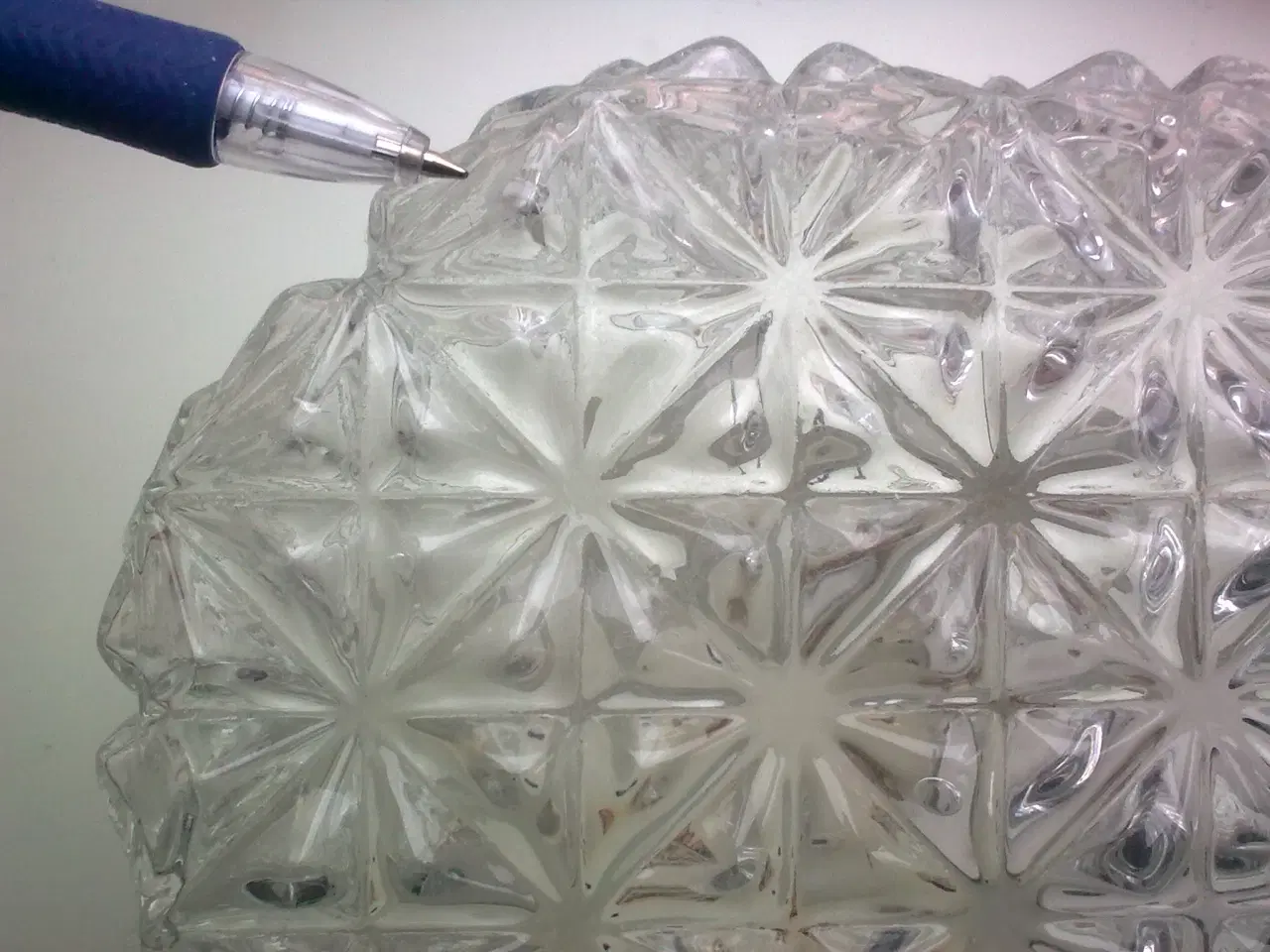 Billede 5 - Plafond firkant lampe klar reliefglas DANSK retro