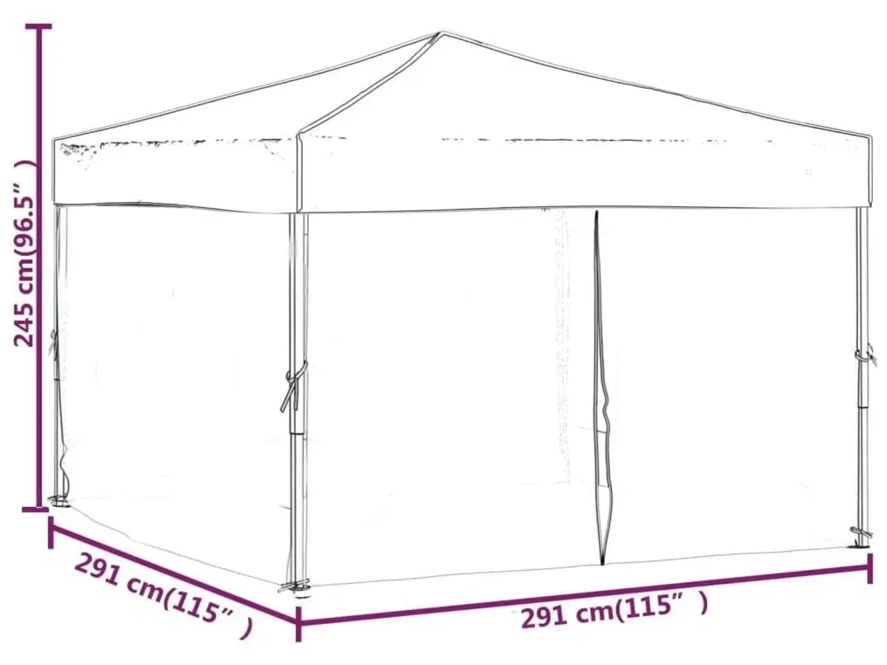 Billede 9 - Foldbart festtelt med sidevægge 3x3 m antracitgrå