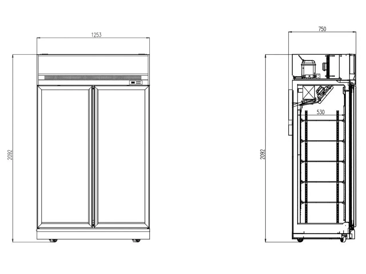 Billede 2 - FRYSER 2 GLASS DOORS BLACK INS-1000F BL