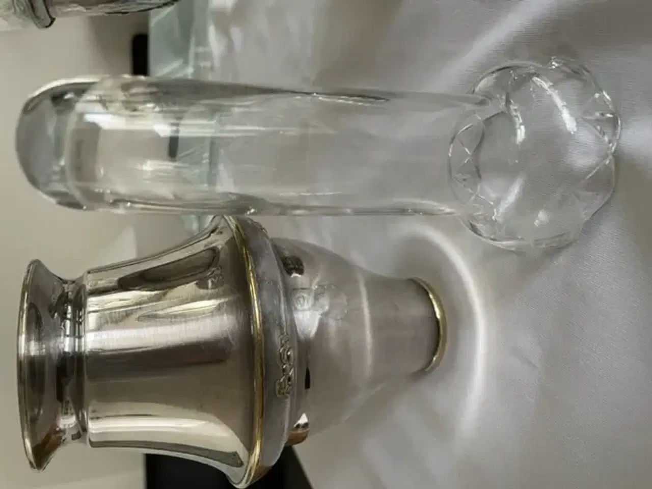 Billede 3 - Sølvskål og vase med glasindsats