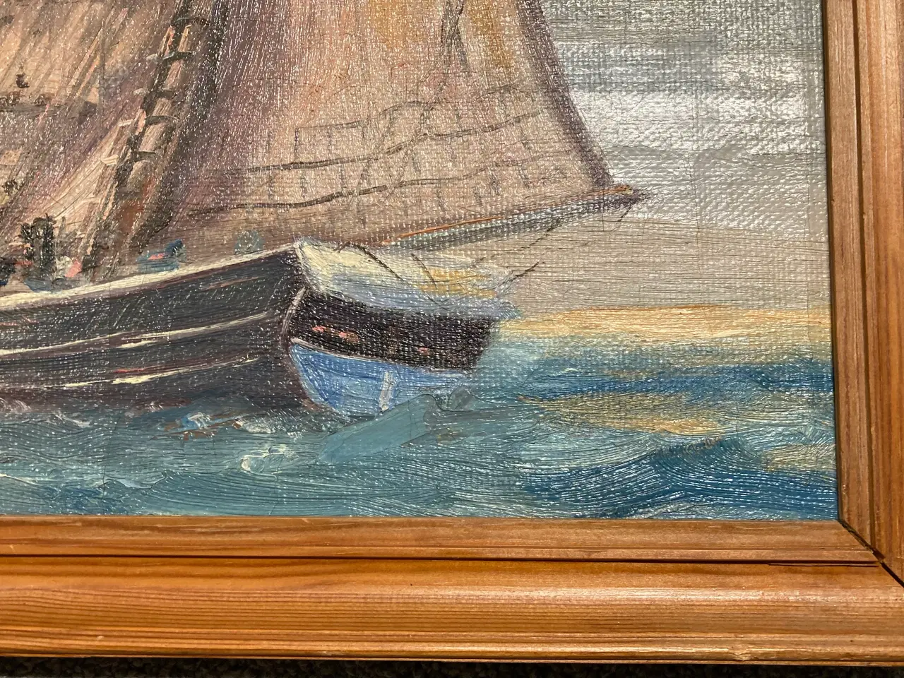 Billede 4 - Maleri skibsportræt skib på havet