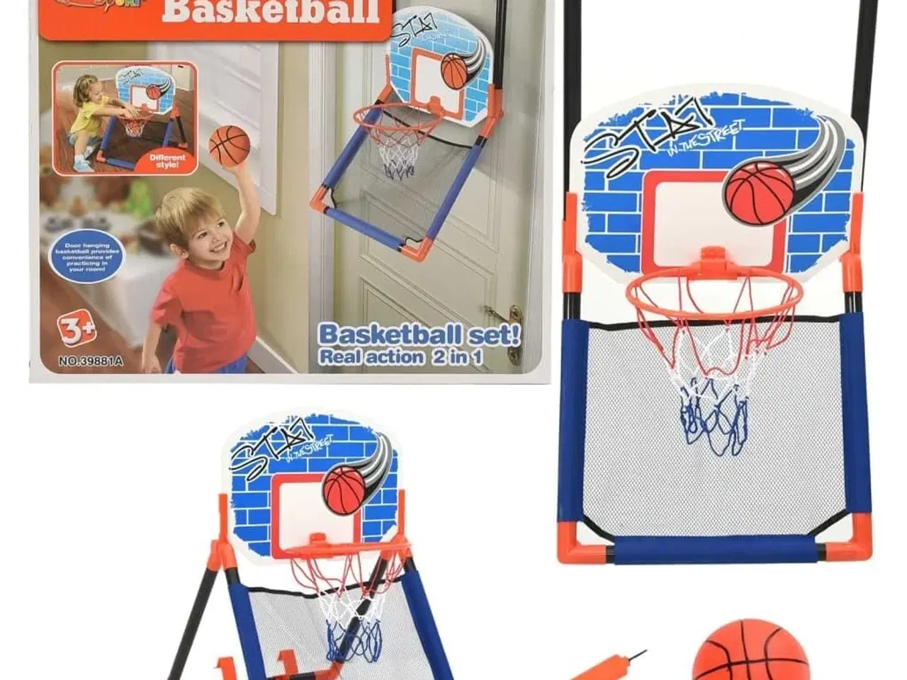 Billede 1 - Basketballsæt til børn multifunktionelt gulv og væg
