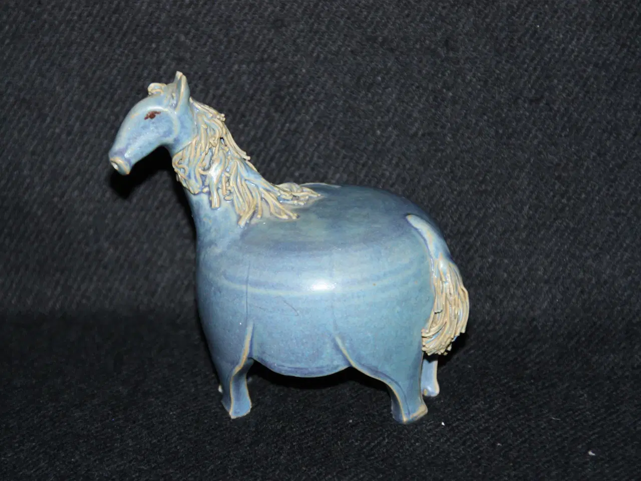 Billede 1 - Allinge Pottemageri Bornholm blå hest figur