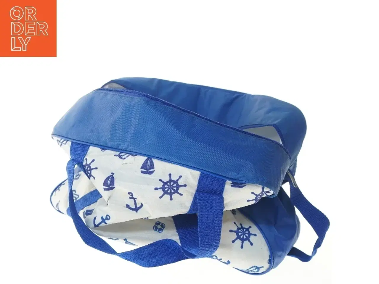 Billede 4 - Blå rejsetaske med maritimt motiv (str. 40x19x27 cm)