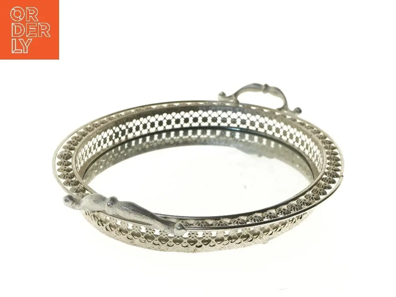 Billede 3 - Oval dekorationsbakke med spejl (str. 51x33x7,5 cm)