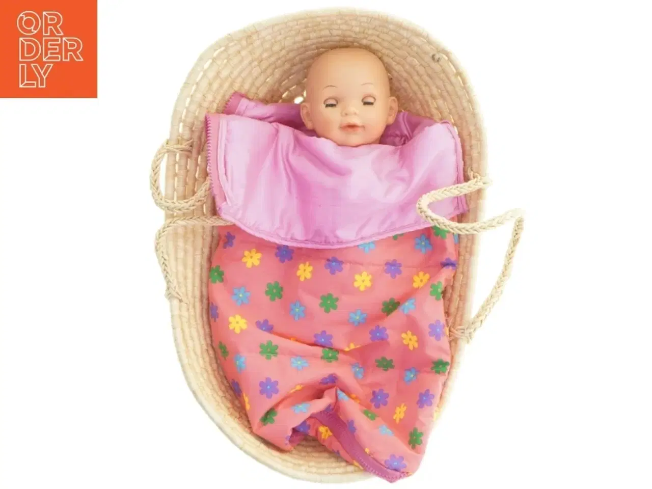 Billede 3 - Baby dukke i kurv (str. Kurv 47 x 30 x 13 cm dukke 37 cm)