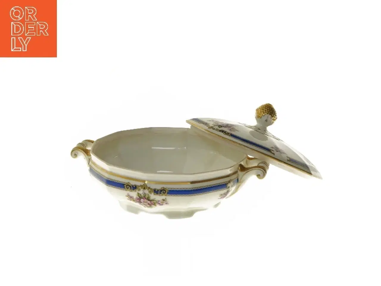 Billede 2 - Dekorativ porcelænsskål med låg, fra Schlaggenwald (str. Ø 23x17 cm)