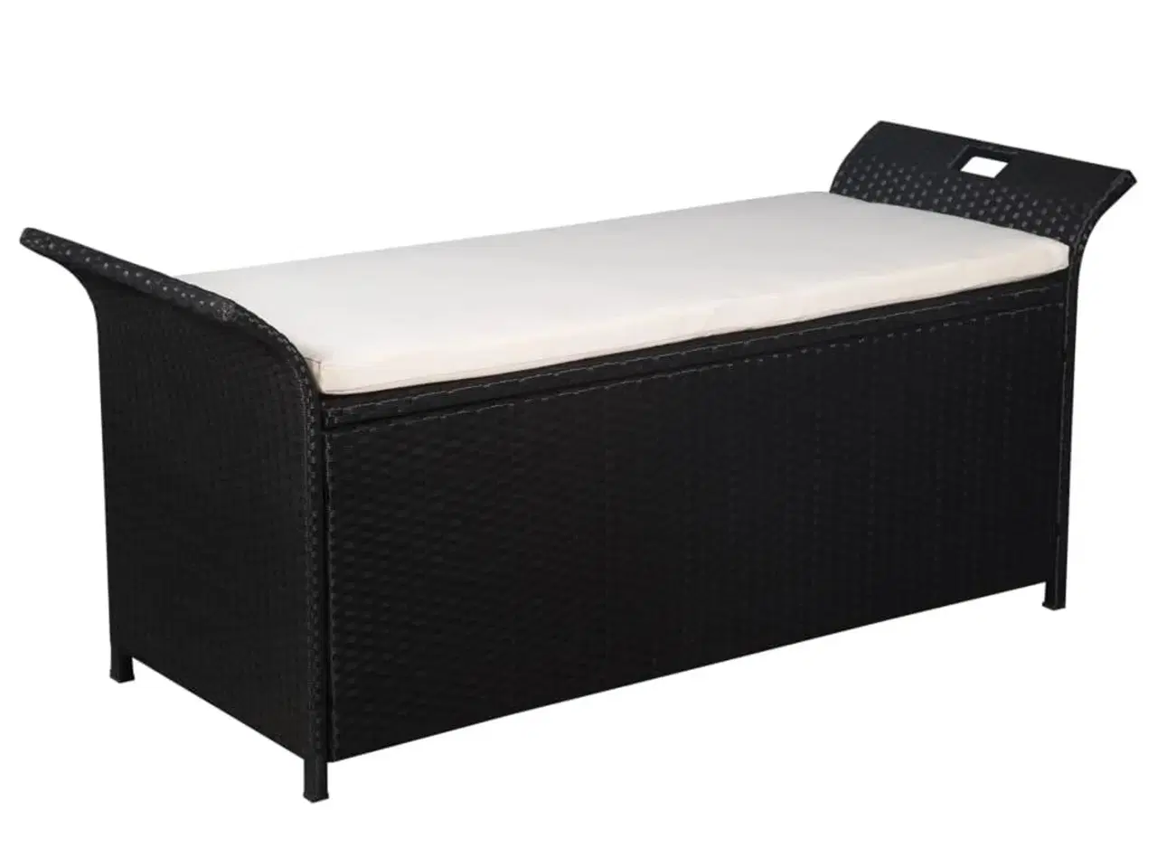 Billede 1 - Opbevaringsbænk med hynde 138 cm polyrattan sort