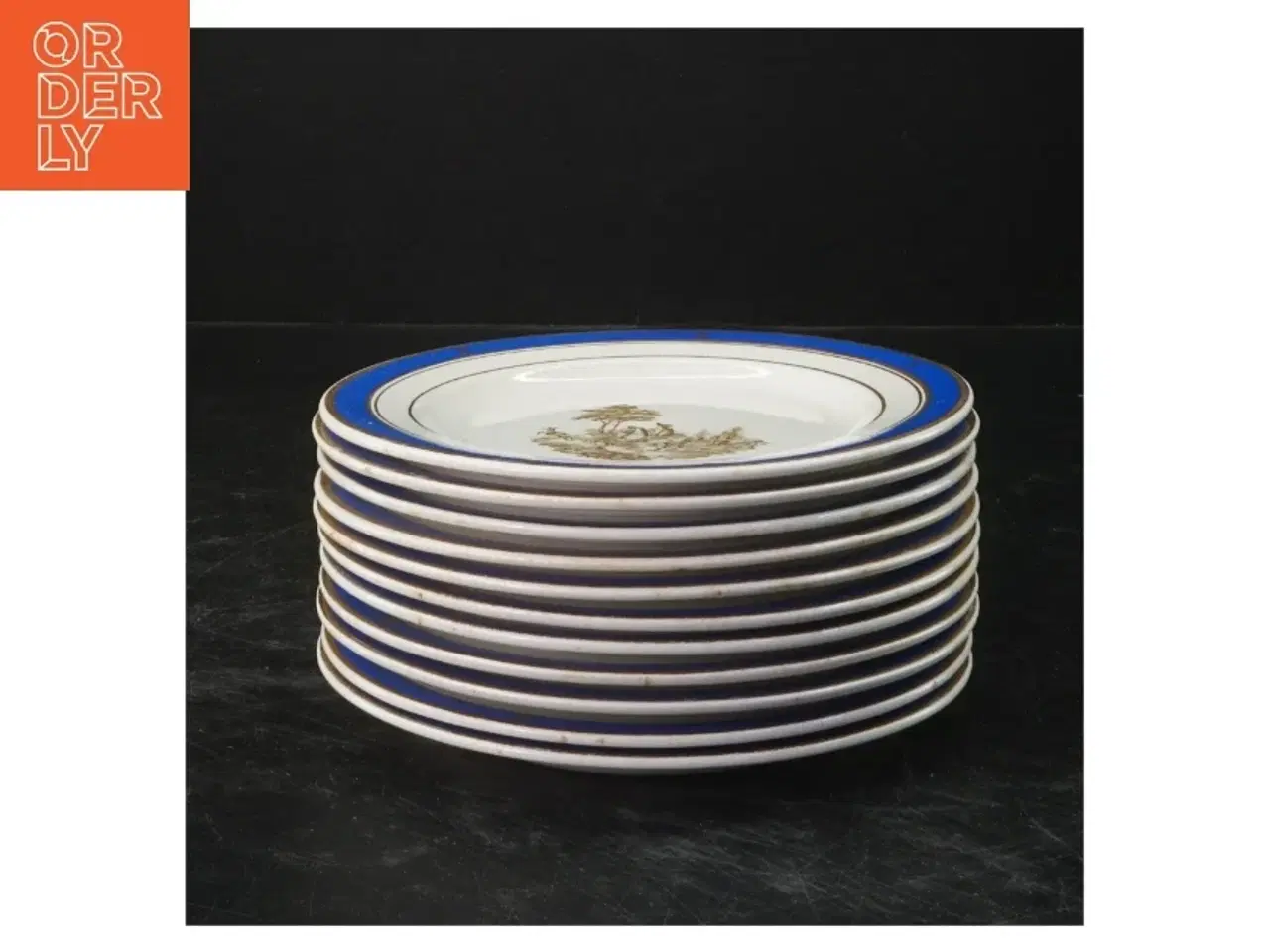 Billede 2 - Porcelænstallerkener med blå kant fra Københavns Fajance et Fabrik (str. Ø 15 cm)