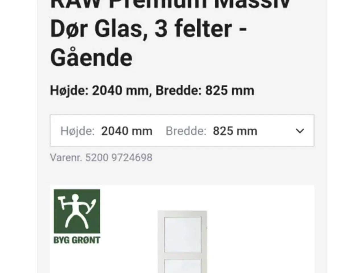 Billede 1 - Indendørs Raw massiv glasdør hvid