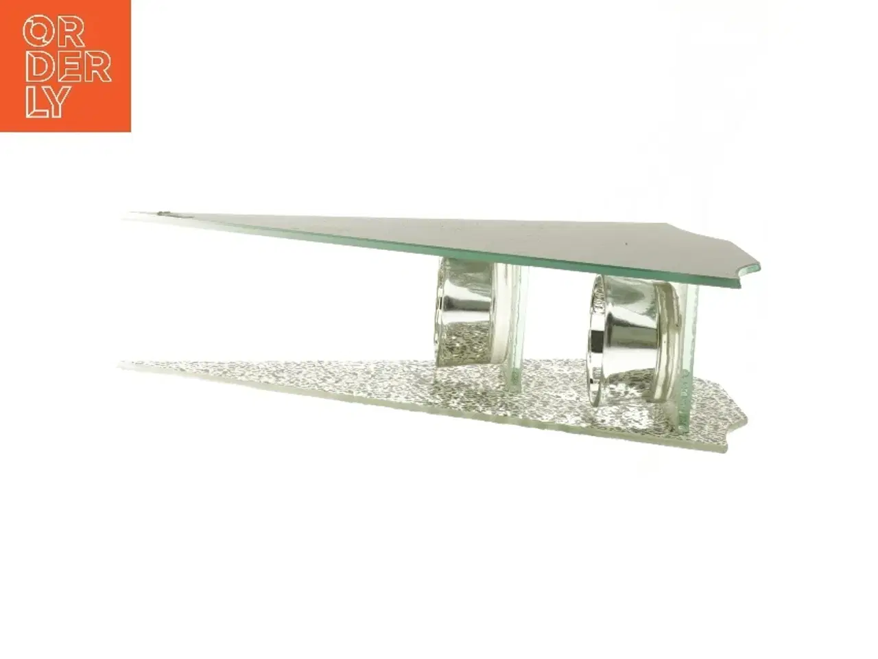 Billede 3 - Dekorativt juletræ i glas med rensdyrmotiv (str. 24x16 cm)