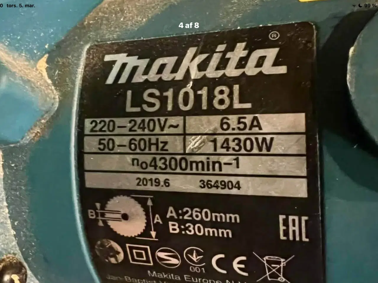 Billede 4 - Makita LS1018L  inklusiv org. Makita stativ.