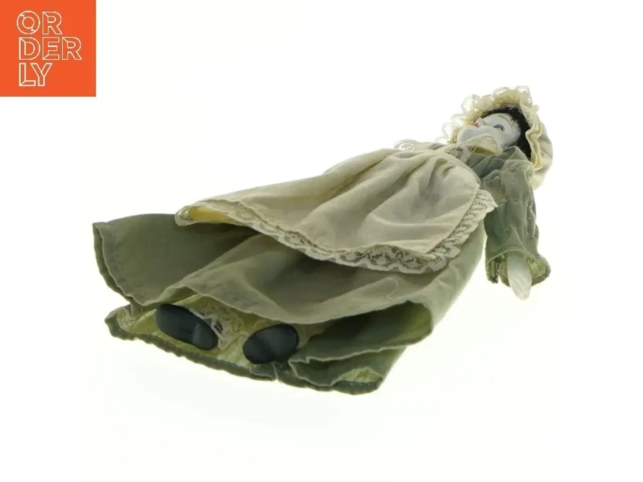 Billede 4 - Porcelænsdukke med grøn kjole (str. 19x7 cm)
