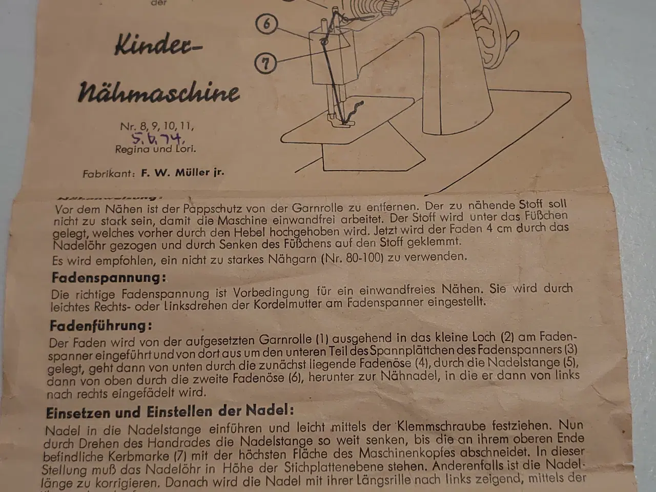 Billede 3 - Berlin børne symaskine. US-Zone 1945-1955 m. kasse