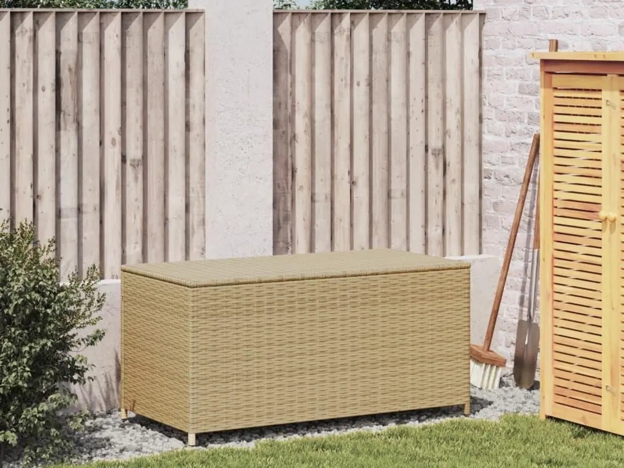 Billede 3 - Opbevaringsboks til haven 190 l polyrattan beige