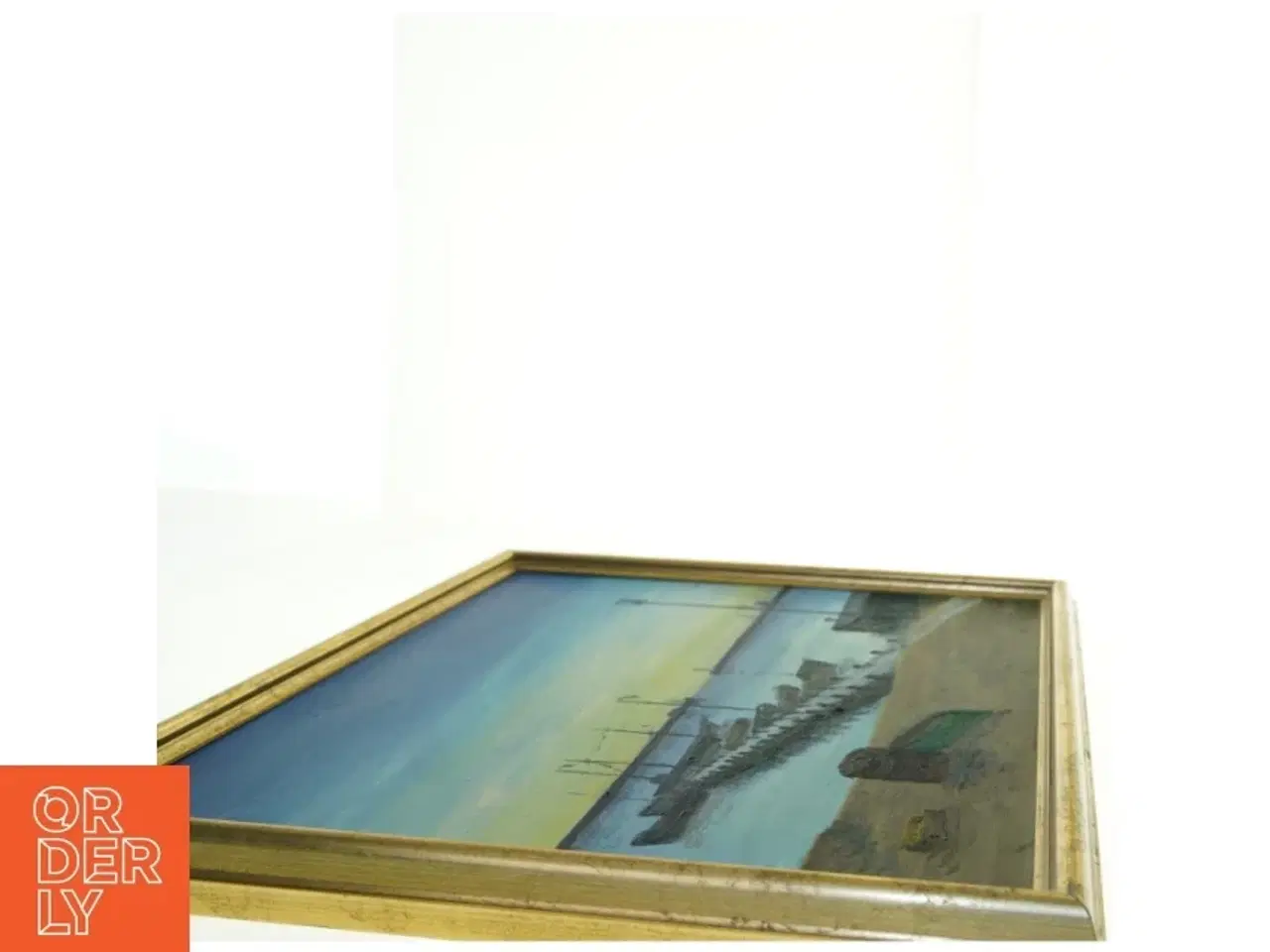 Billede 3 - Oljemaleri af havneudsigt (str. 54 x 44 cm)