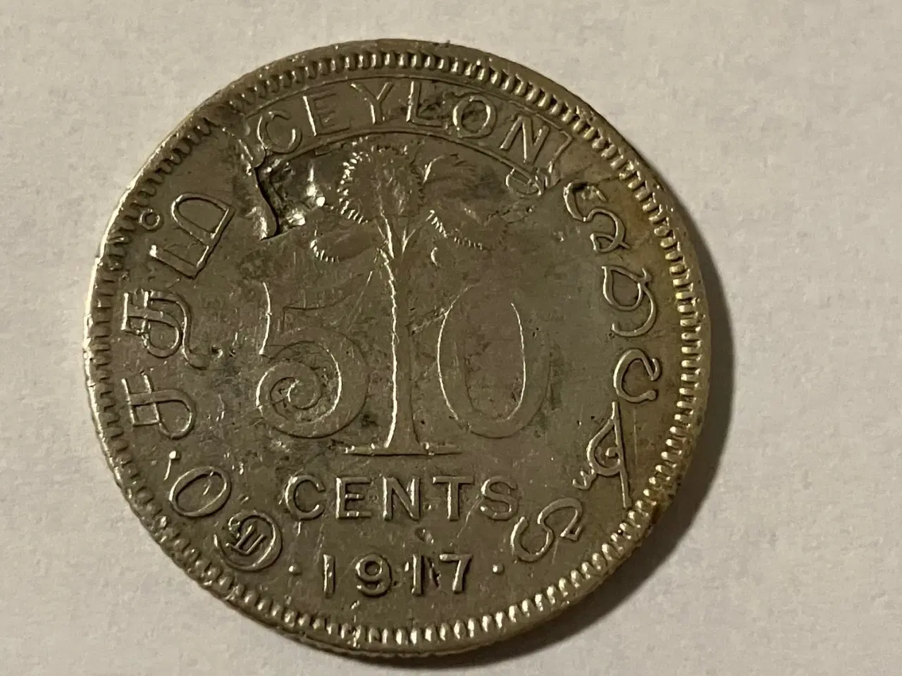 Billede 1 - 50 Cents Ceylon 1917