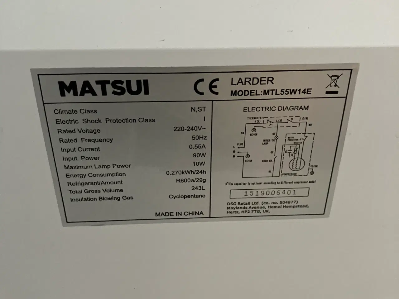 Billede 2 - Køleskab - Matsui