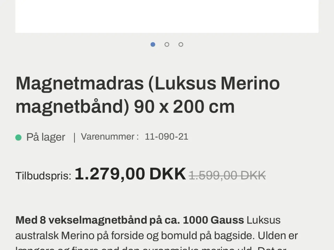 Billede 1 - Magnet madras i merino uld