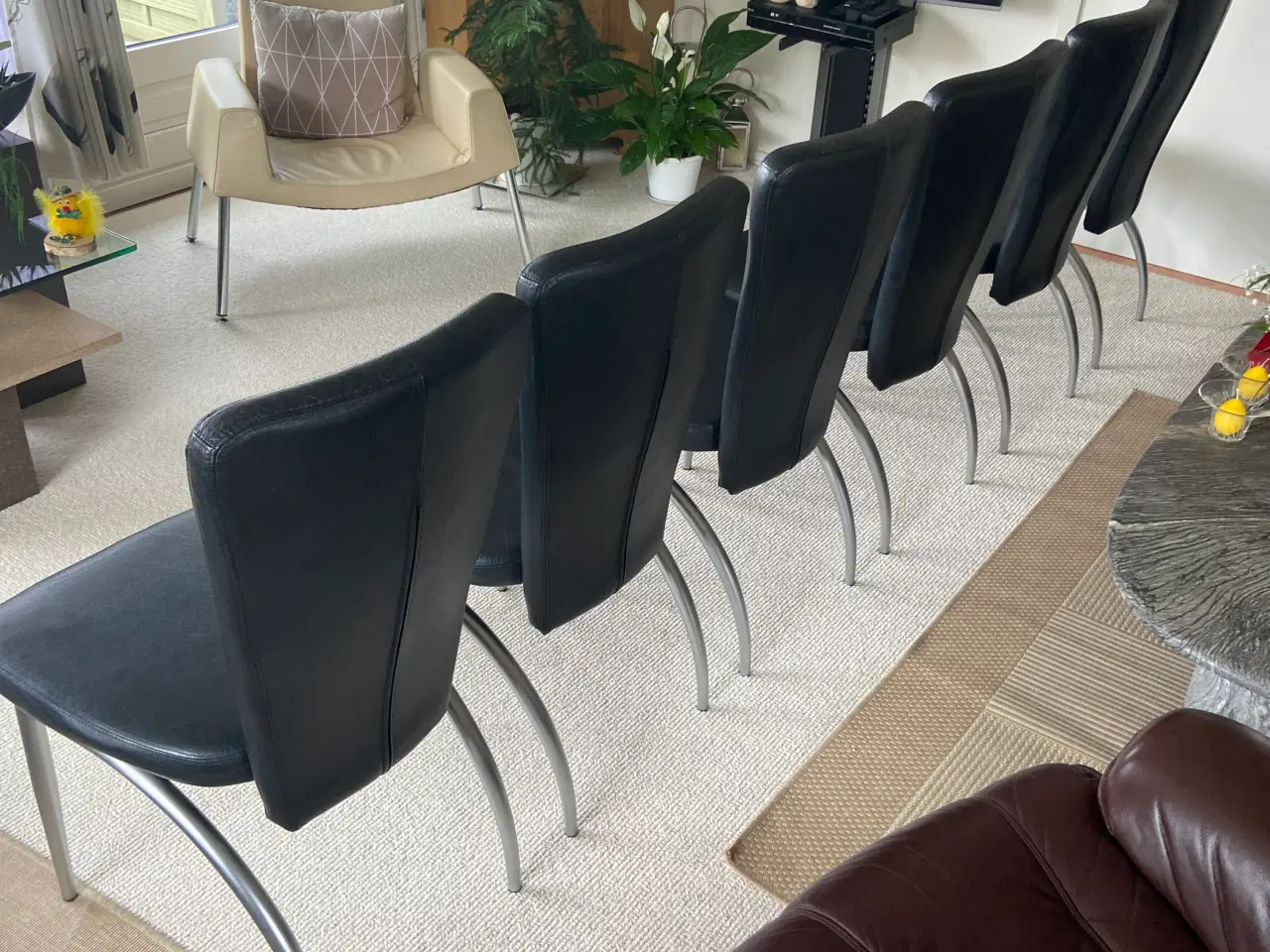 Billede 1 - Velholdte Spisebordsstole med Ægte Læderbetræk