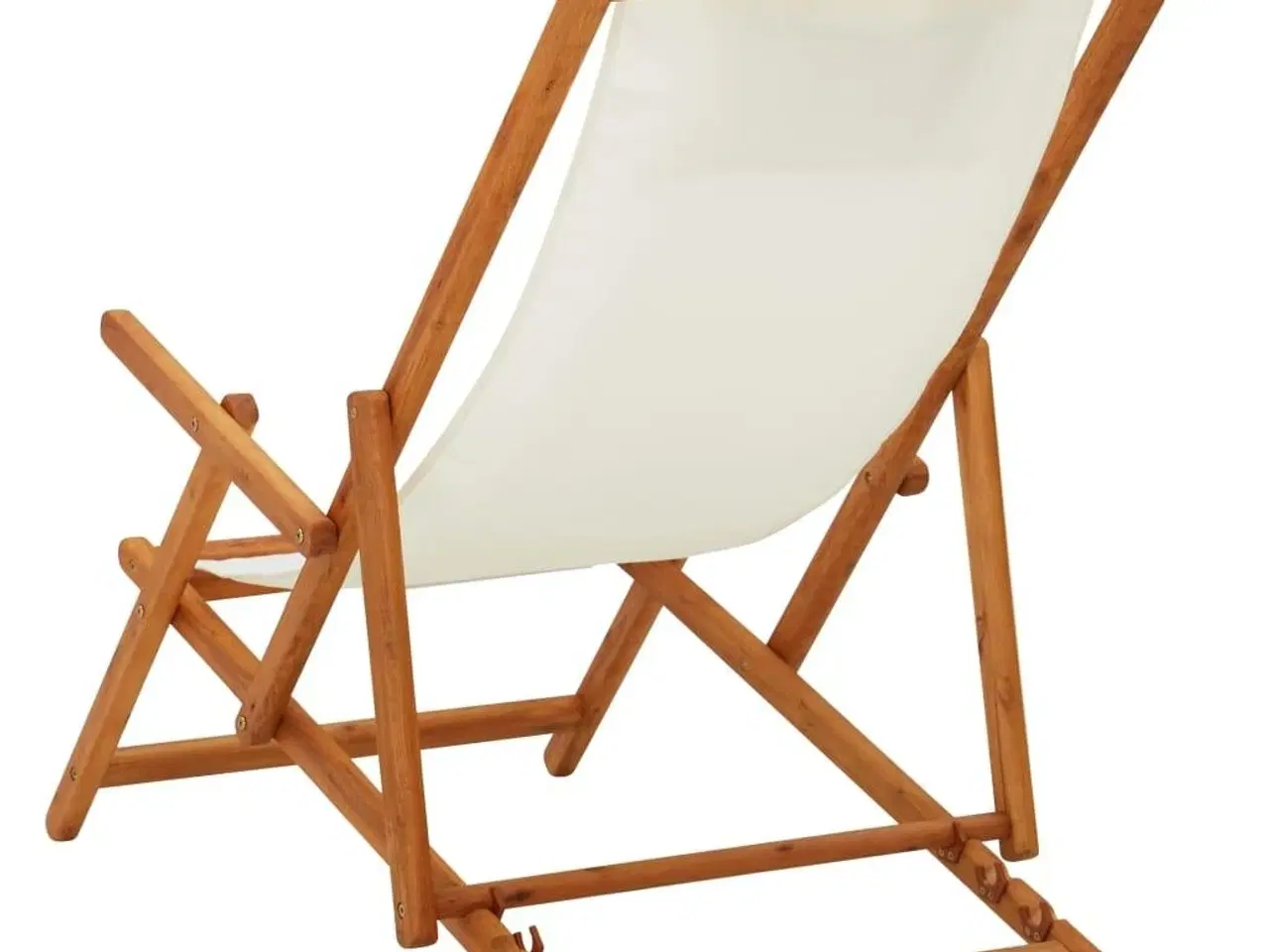 Billede 4 - Foldbar strandstol eukalyptustræ og stof cremefarvet