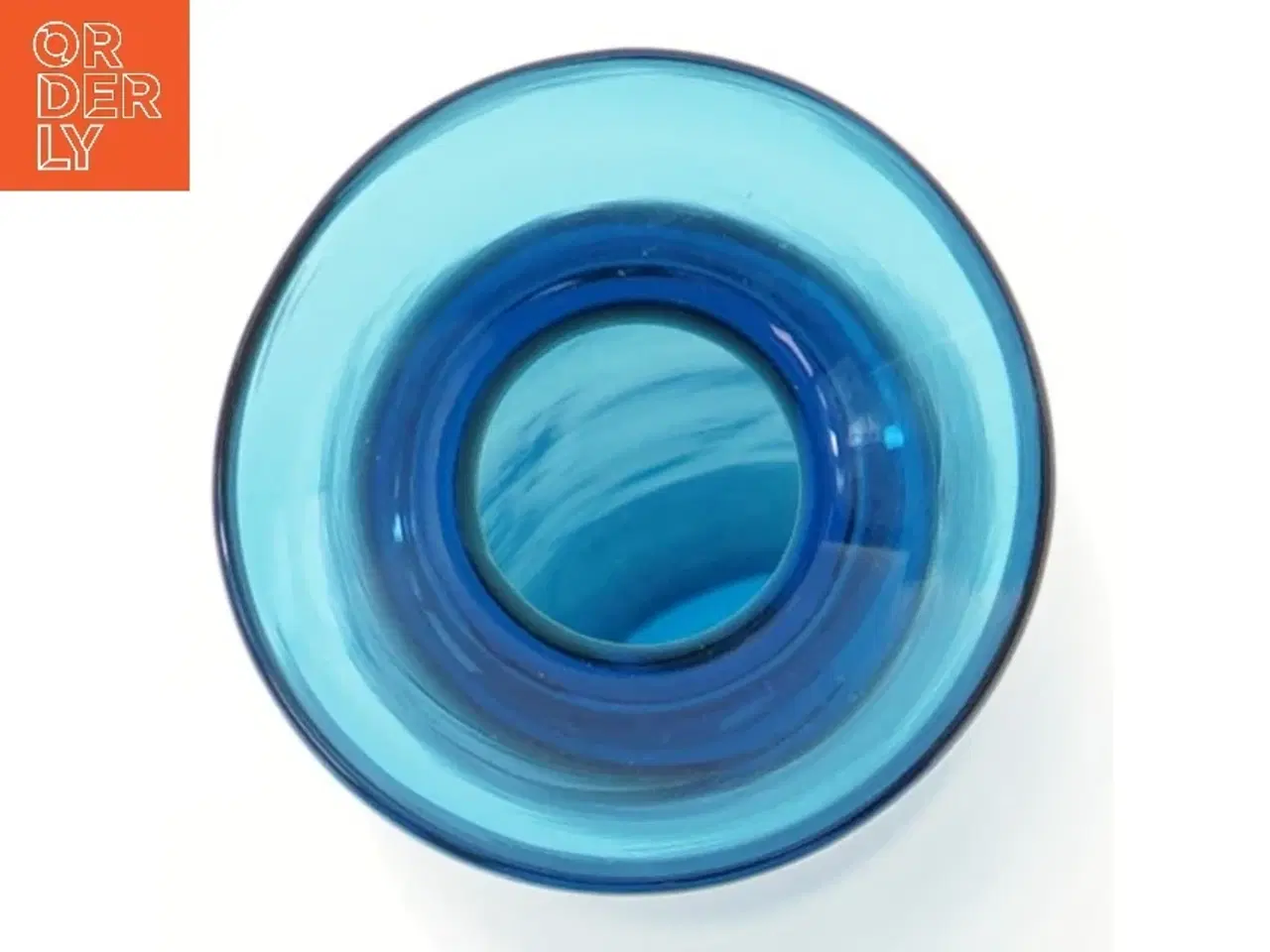 Billede 2 - Blå glasvase (str. 36x8,5 cm)