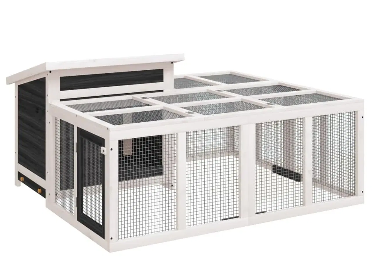 Billede 2 - Kaninbur 144x123x67,5 cm massivt fyrretræ grå