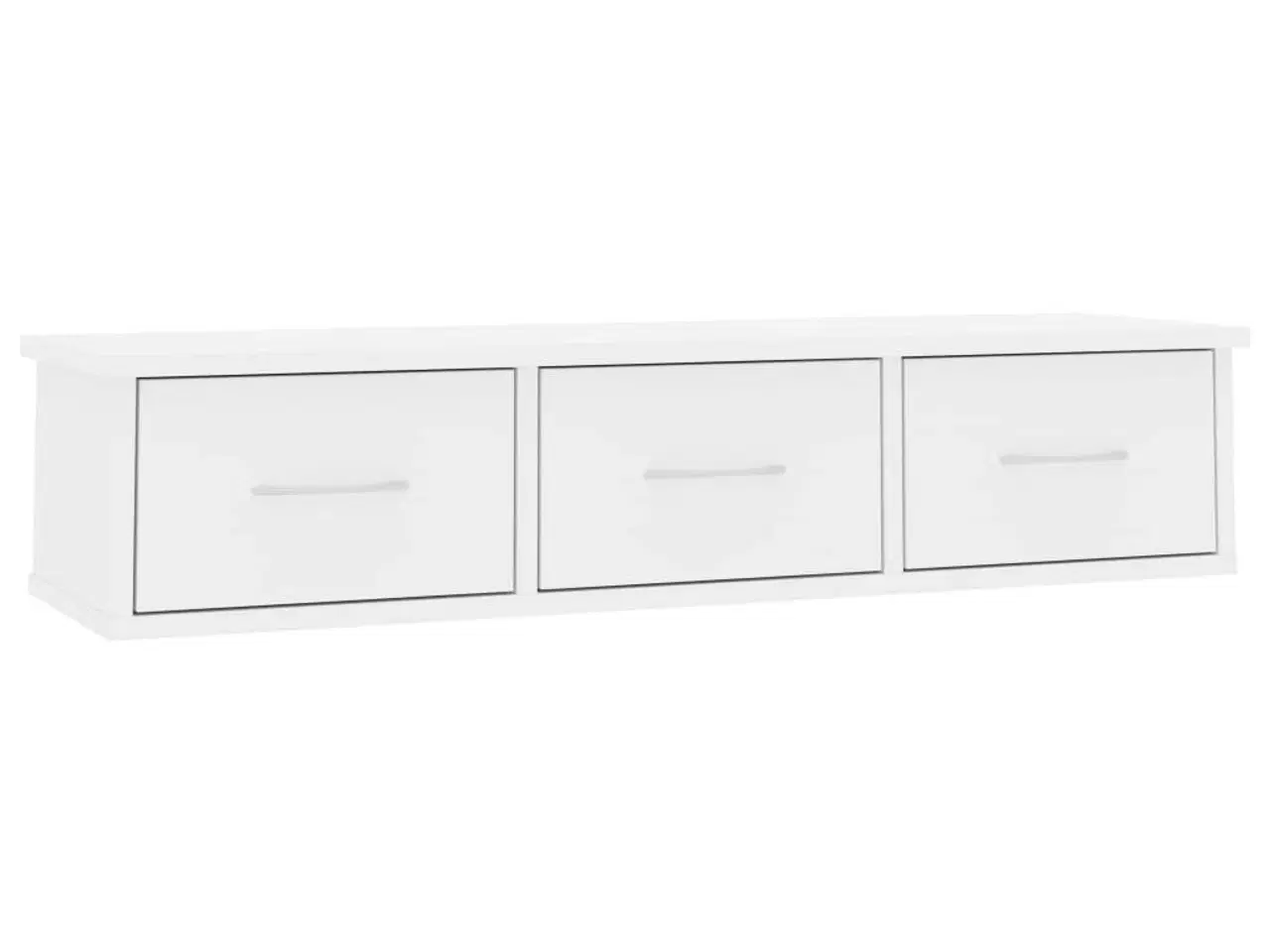 Billede 2 - Vægskab med skuffer 88x26x18,5 cm konstrueret træ hvid højglans