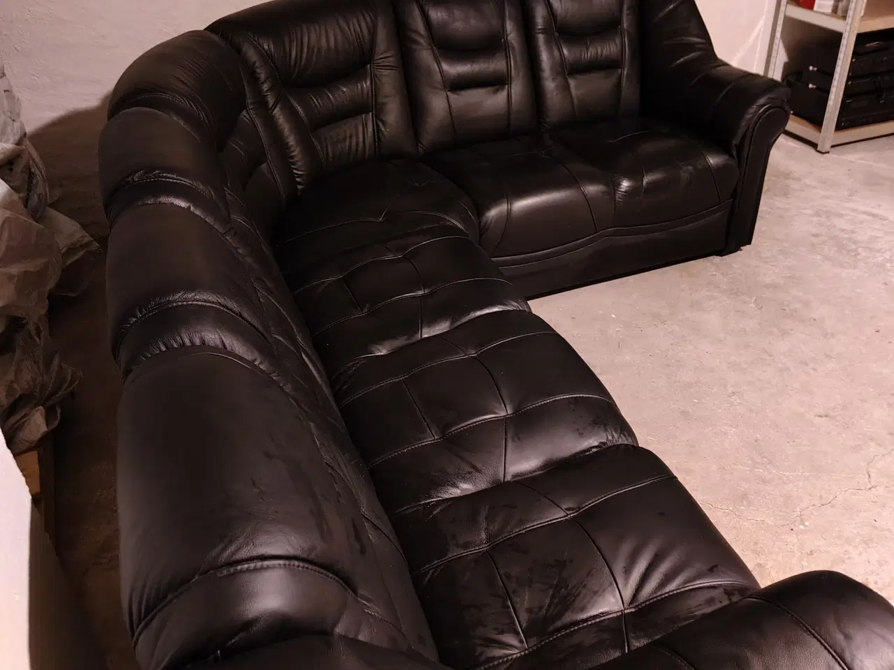 Billede 3 - Sort læder hjørnesofa 